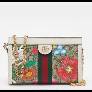 Gucci multicolor GG supreme Canvas and leather small Opidia floral shoulder bag